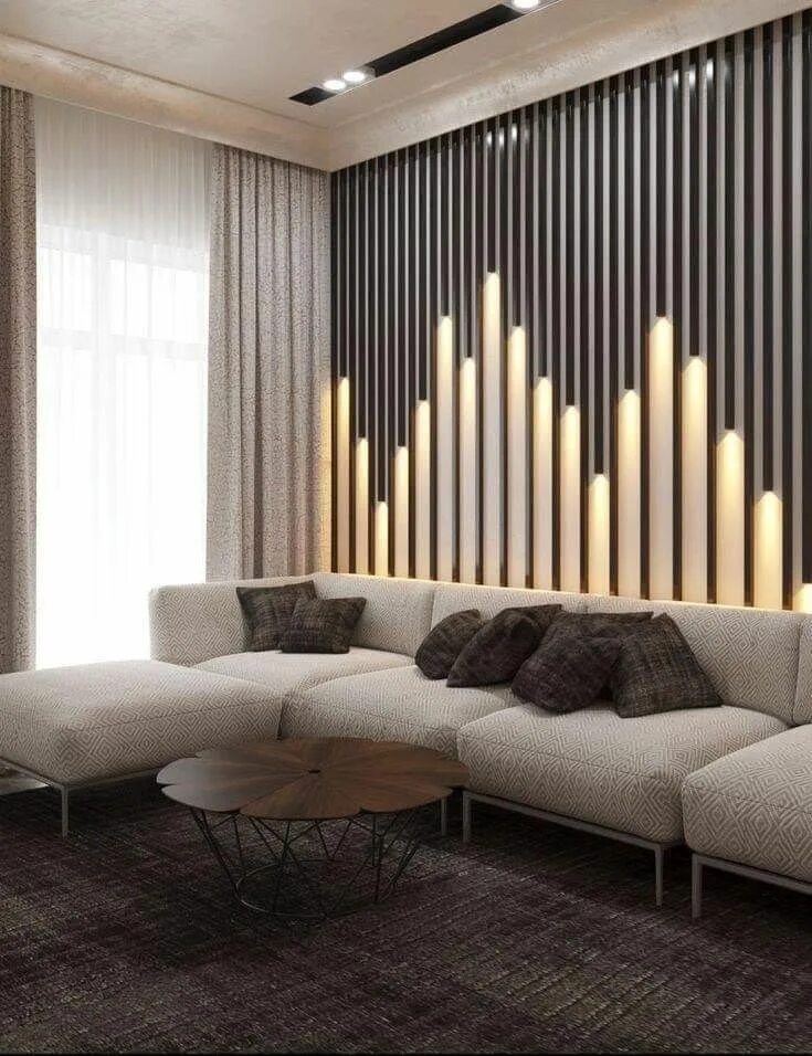 Рейки в дизайне гостиной фото Pin by ID Ankush Mittal on Wall Art Wall paneling ideas living room, Living room