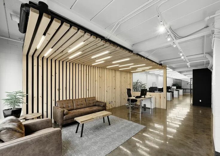 Рейки в стиле лофт Inside Agence Masse’s Sleek New Quebec Office Interior architecture design, Affo