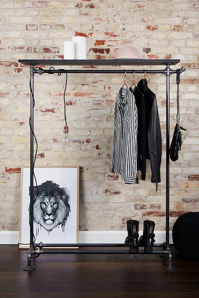 Рейлы в стиле лофт RackBuddy Billy - Garderobenständer mit Regal und Haken Clothing rack, Shelves, 