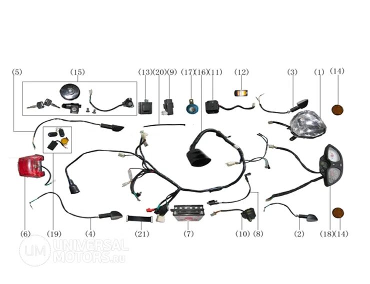 Рейсер пантера схема проводки Проводка - запчасти мототехник купить в Москве, цены, продажа, интернет-магазин