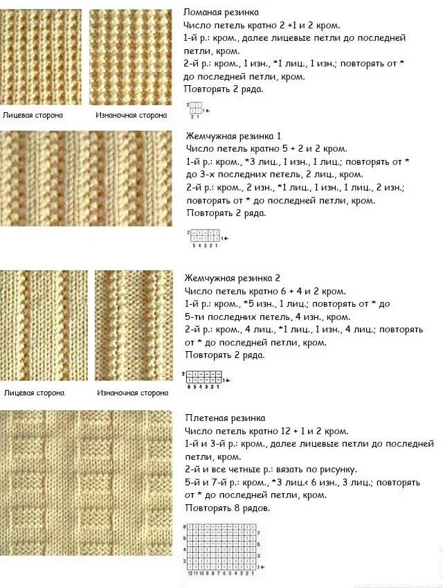 Резинки спицами фото схемы Не просто "резинка"! Разные узоры на основе "резинки" со схемами Китайские узоры