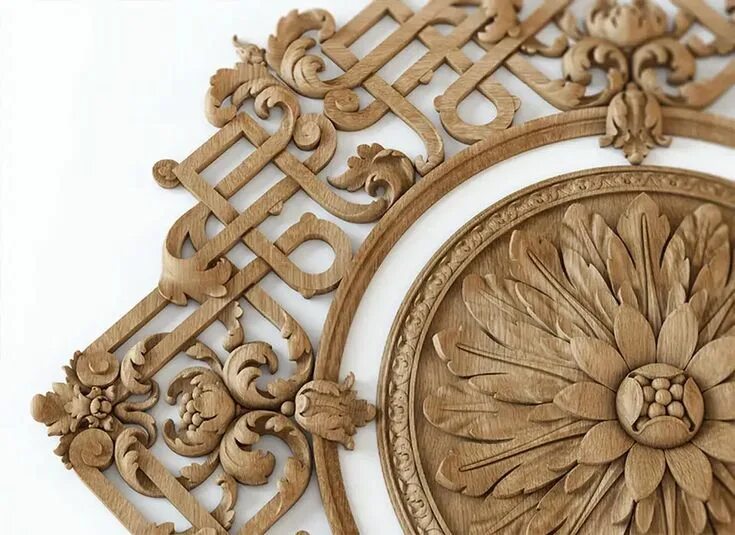 Резной декор для дома Large Ornate Hand Carved Wood Rosette for Interior