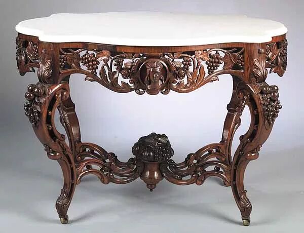 Резные столы фото Furniture: Table-Center Victorian Rococo Revival Belter (John Rococo furniture, 