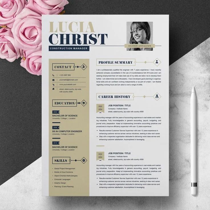 Резюме дизайнера интерьера Lucia Resume Template, #Lucia #Resume #Template #Resume Resume template word, Co