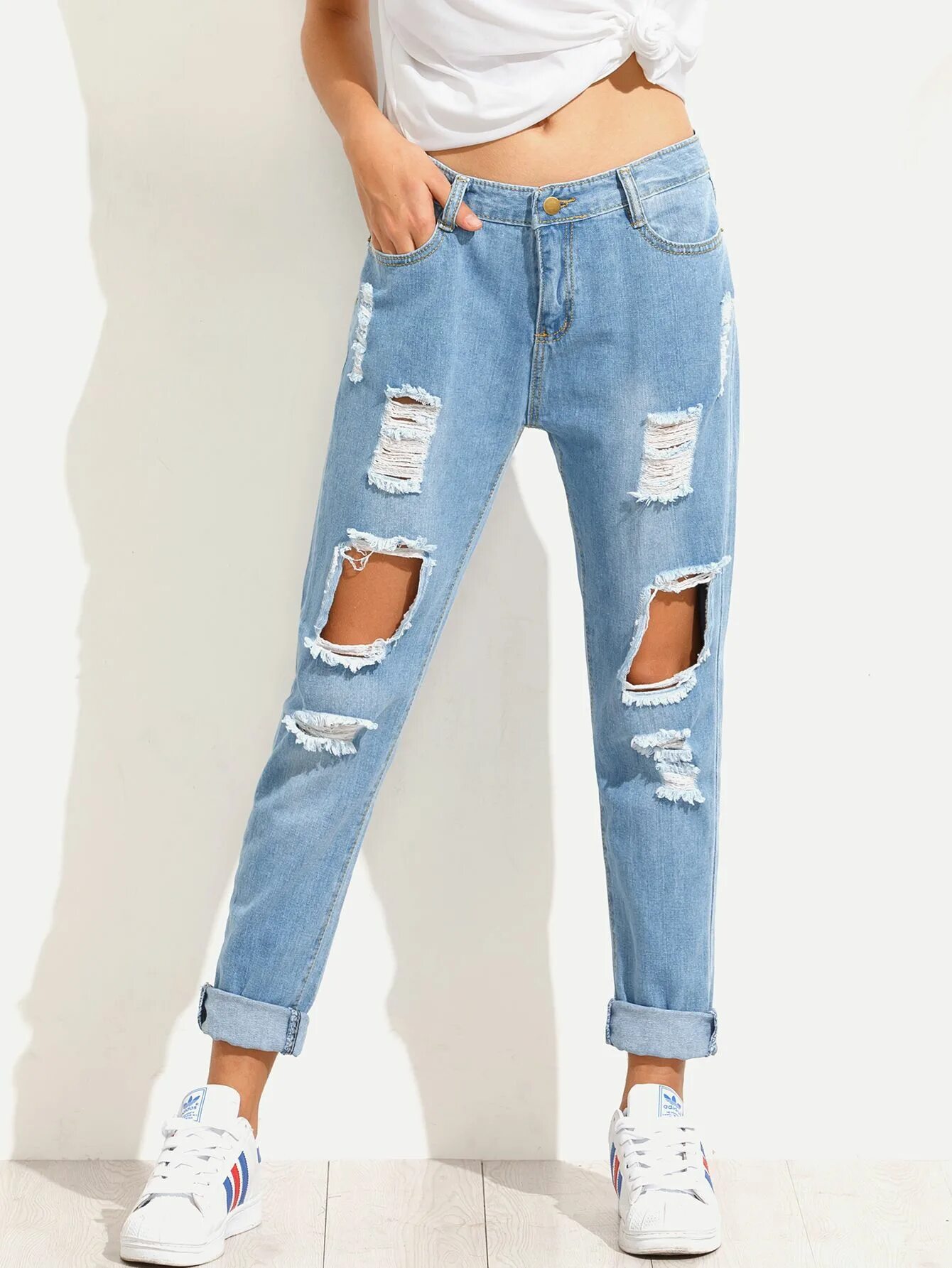 Рваные джинсы фото Distressed Boyfriend Jeans