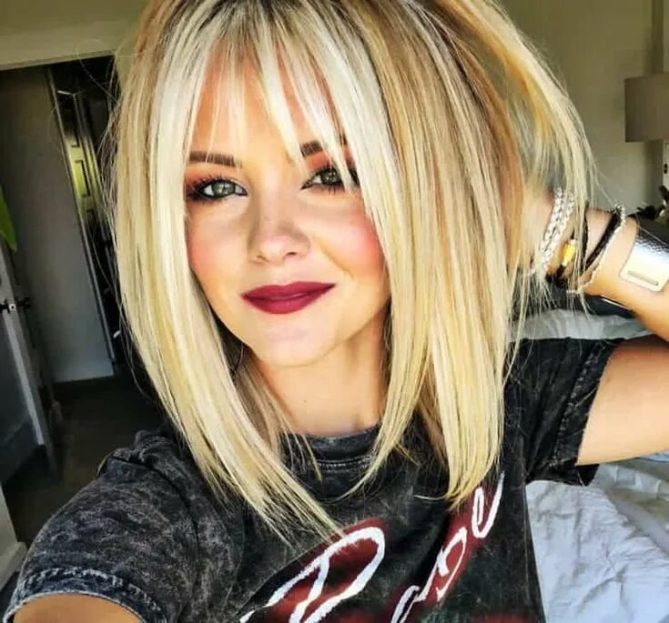 Рваные стрижки с длинной челкой Long Bob Haircuts with Layers and Bangs